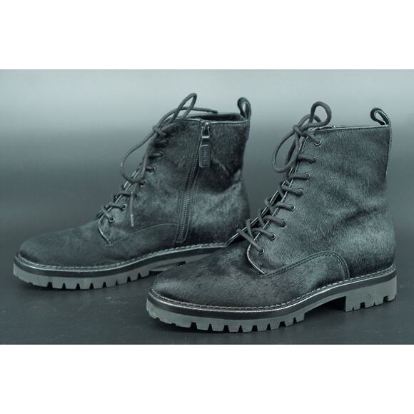 Vince Black Calf Hair Cabria Combat Ankle Boots Size 8 Women's New $495 - Picture 8 of 10